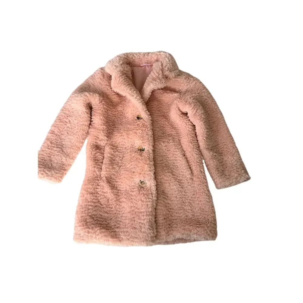 Wonder Nation Girls Pink Faux Shearling Jacket - Medium